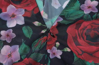 Cowl neck flower print zip-up contrast backless cami maxi dress