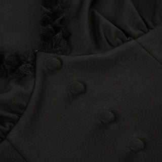 Long sleeve v neck ruffle button top