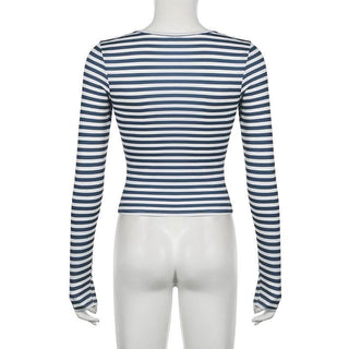 Striped v neck long sleeve top