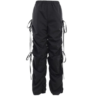 Drawstring self tie solid ruched pant