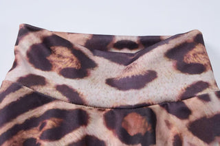 Leopard print long sleeve high neck mini dress