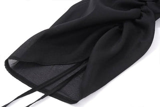 Off shoulder long sleeve ruffle self tie hollow out cut out mini dress