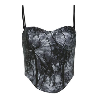 Sweetheart neck tie dye lace cami top