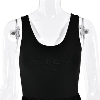 U neck ruched contrast cross back backless cami maxi dress