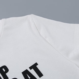 Short sleeve crewneck letter print crop top