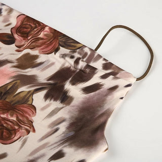 Cowl neck print backless cami midi dress