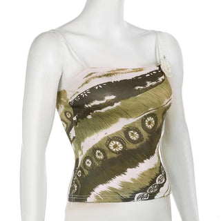 Print flower applique adjustable cami top