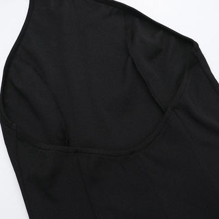 Halter backless high slit solid maxi dress-final-sale