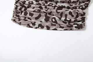 Leopard print ruched scarf tube top