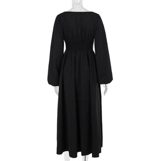 Long sleeve v neck corset maxi dress-final-sale