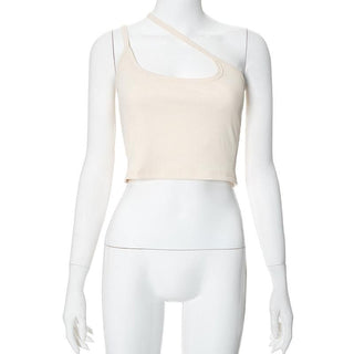 One shoulder ribbed irregular backless top