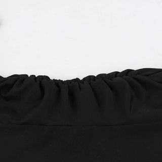 Ruched long flared sleeve v neck solid mini dress