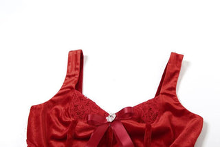 Gloves bowknot lace velvet patchwork cami top