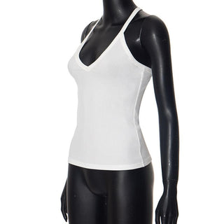 V neck ribbed sleeveless solid tank top