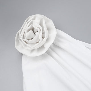 One shoulder flower applique ruched mini dress