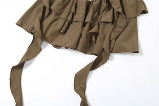 Knitted patchwork backless ruffle mini dress