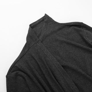 Long sleeve slit high neck solid maxi dress-final-sale