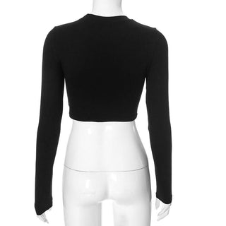 Long sleeve crewneck beaded crop top