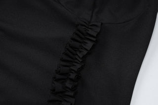 Halter ruffle sweetheart neck solid backless mini dress