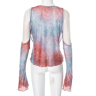 Cowl neck off shoulder ruffle top