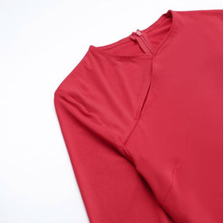 Long sleeve ruffle slit ruched zip-up maxi dress