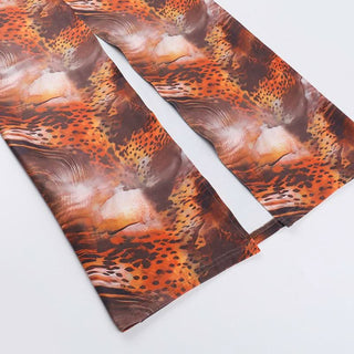 Slit leopard print bowknot lace hem cami midi dress