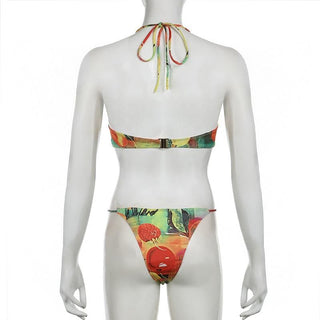 Halter fruit print o ring pant set