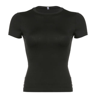 Short sleeve crewneck solid top