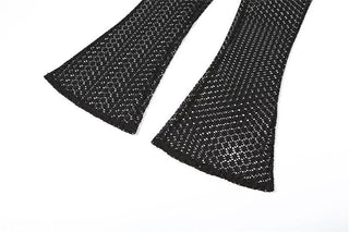 Long flared sleeve hollow out see through crop pant set