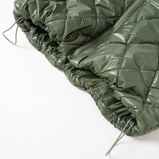 Turnover collar zip-up drawstring sleeveless coat top