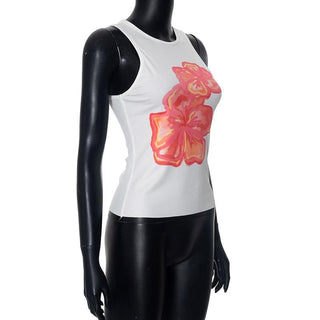 Ribbed flower print tank top