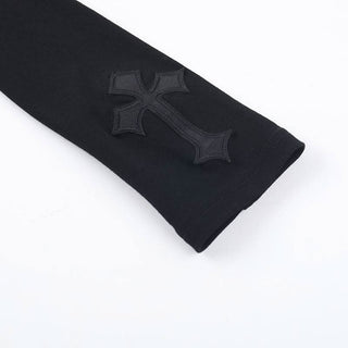 Long sleeve high neck cross pattern solid top