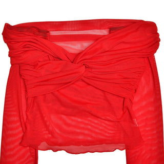 Long sleeve off shoulder sheer mesh maxi skirt set