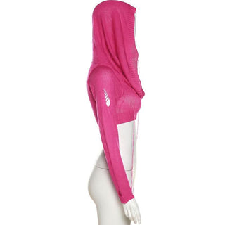 Hoodie long sleeve knitted crop top