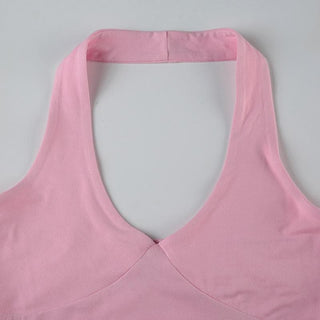 Halter backless solid crop top