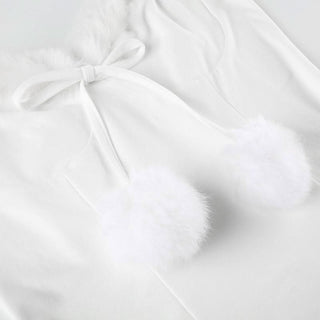 V neck fluffy cami mini dress