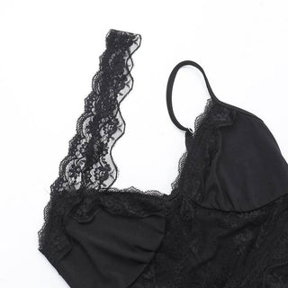 Sweetheart neck lace hem slit cami maxi dress