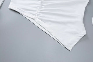 Long flared sleeve crewneck irregular solid top