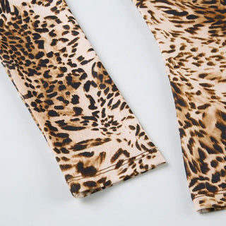 Long sleeve leopard print ruffle top