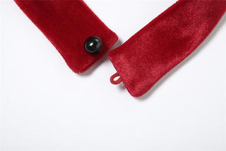 Velvet sweetheart neck button backless tube top