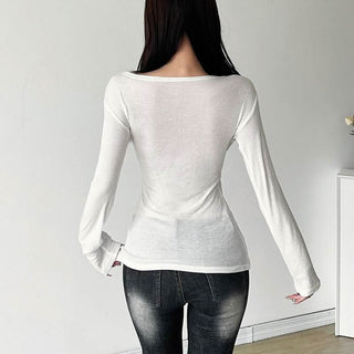 Long sleeve off shoulder print top