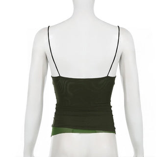 Contrast ruched backless cami top