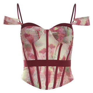 Sweetheart neck off shoulder bustier contrast cami top