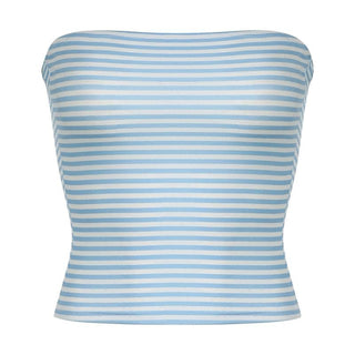Striped print backless tube top