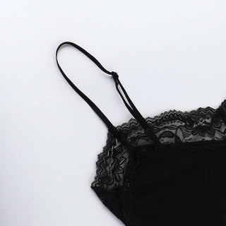 Skull print lace hem cami mini dress