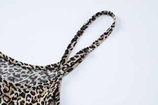 Leopard print u neck backless cami top