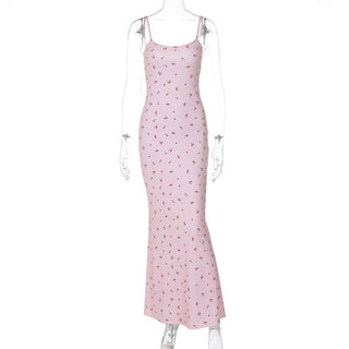 U neck flower print cami maxi dress