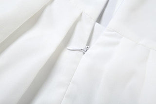 Puff sleeve v neck bowknot zip-up mini dress