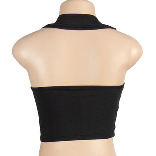 Halter palm pattern backless crop top