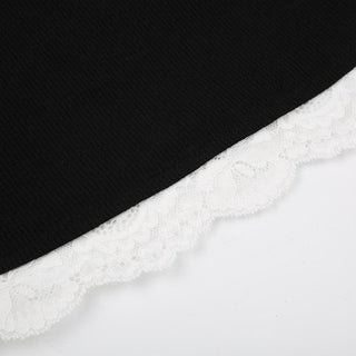 V neck lace hem backless contrast cami top